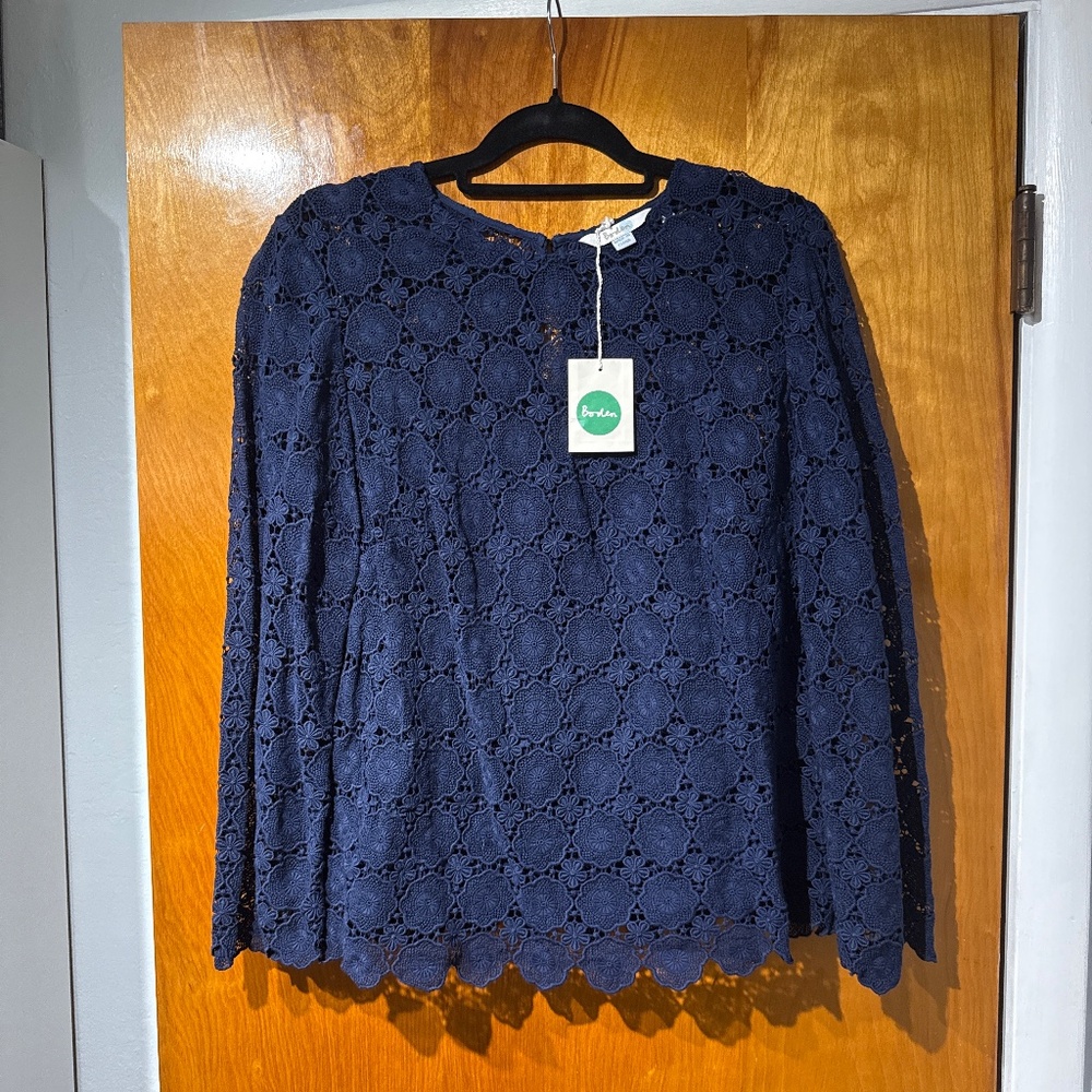 Biden Blue lace lined top blouse